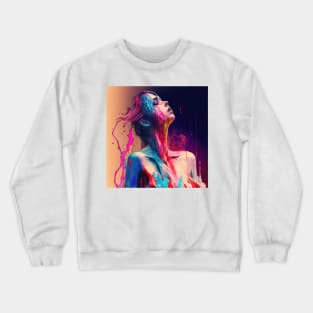 Taking in a Moment - Emotionally Fluid Collection - Psychedelic Paint Drip Portraits Crewneck Sweatshirt